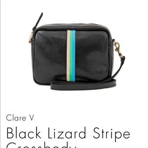 Brand NWOT Clare V Black Lizard Stripe Crossbody